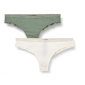 Dámske brazílske nohavičky 2 pack 163337 1A223 - 75910 - zelená/biela - Emporio Armani