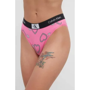 Dámske nohavičky 000QF7480E KCC ružové so srdiečkami - Calvin Klein