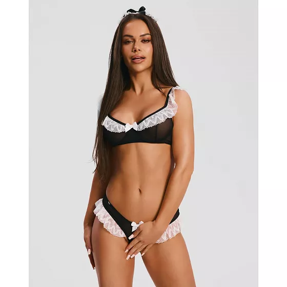 Zvodný kostým chyžné Naughty Maid 3-PCS Costume čierno/biely - Obsessive