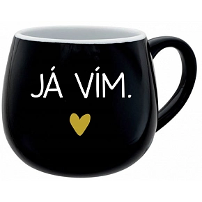 JA VIEM. - čierny keramický hrnček 300 ml JA VIEM. - čierny keramický hrnček 300 ml