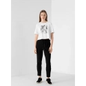 Dámsky crop top s potlačou H4Z21-TSD029 10S Biela s čiernou - 4F