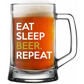 EAT SLEEP BEER. REPEAT - pivný pohár 0,5 l