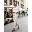 Jeansy damskie regular fit wysoki stan ecru FashionStreet UY2987
