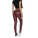 Dámske nohavice Hugz Black Faux Leather Mid Waist - HUGZJEANS