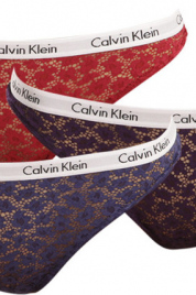 Čipkové brazilky 3-pack - QD3925E - W5G - Mix farieb - Calvin Klein