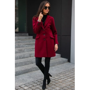 Dámsky kabát PLA0012 Bordó - Roco Fashion