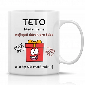 NEJLEPŠÍ DÁREK PRO TETU - klasický bílý keramický hrníček 300 ml