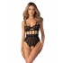 Dámske zvodné body otvorené Hersis Crotchless Teddy čierne - Obsessive
