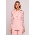 Dámske sako s čipkovými rukávmi M865 Púder ružová - MOE