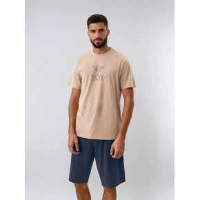 Pánske pyžamo Dreamber 42632-02X Béžová / tmavo modrá - Henderson