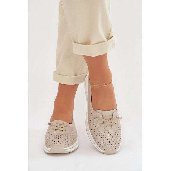 Kožené dámske poltopánky LR61-7044 béžové - S.Barski