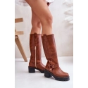 Dámske luxusné kožené čižmy 3432 Camel - Sweet Shoes