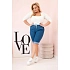 Dámske bavlnené šortky Plus Size tmavo modré - Kesi