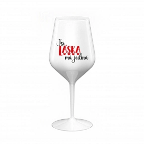 JSI LÁSKA MÁ JEDINÁ - bílá nerozbitná sklenice na víno 470 ml JSI LÁSKA MÁ JEDINÁ - bílá nerozbitná sklenice na víno 470 ml