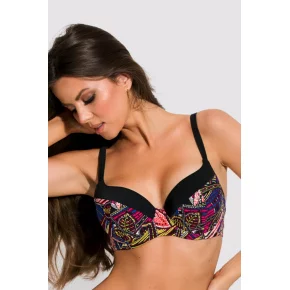 Dámska plavková podprsenka PERU Čierna mix farieb vzor - Mediolano