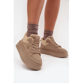 Dámske zateplené športové topánky na platforme SS274105 Béžová - Big Star