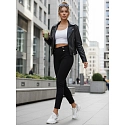 Legginsy damskie z wysokim stanem czarne FashionStreet UY2849