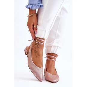 Dámske viazané baleríny s kamienkami 6140 Béžová - Diamantique