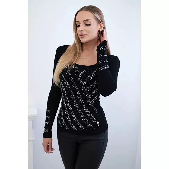 Dámska pletená blúzka 9656 čierna - Kesi