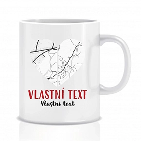 Personalizovaný klasický bílý keramický hrníček 300 ml - Dvě místa, jedno srdce Personalizovaný klasický bílý keramický hrníček 300 ml - Dvě místa, jedno srdce