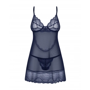 Dámska zvodná košieľka Nightly Blue Chemise tm. modrá - Obsessive