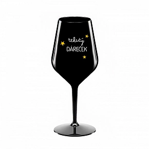 TEKUTÝ DÁREČEK - černá nerozbitná sklenice na víno 470 ml