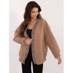 Dámsky sveter / kabátik DHJ NA A8500.11P Hnedá melanž - FPrice Dámsky sveter / kabátik DHJ NA A8500.11P Hnedá melanž - FPrice