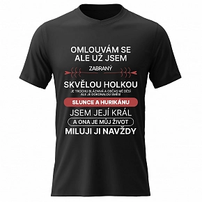 Pánské bavlněné tričko s potiskem - ZABRANÝ SKVĚLOU HOLKOU - černé 