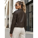 Kurtka damska ramoneska z ekoskóry na zamek brązowa FashionStreet TY5647