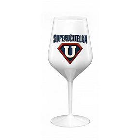 SUPERUČITELKA (ZNAK) - bílá nerozbitná sklenice na víno 470 ml SUPERUČITELKA (ZNAK) - bílá nerozbitná sklenice na víno 470 ml