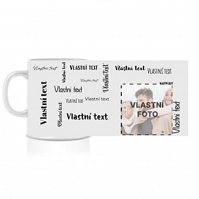 Personalizovaný klasický bílý hrníček 300 ml s textem a fotografií 